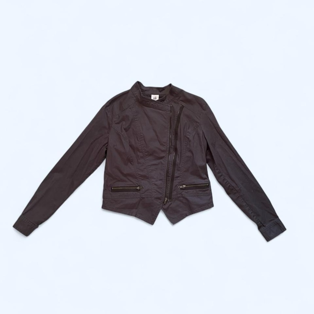 Moto canvas Y2K style jacket asymmetric size S by  Cabi